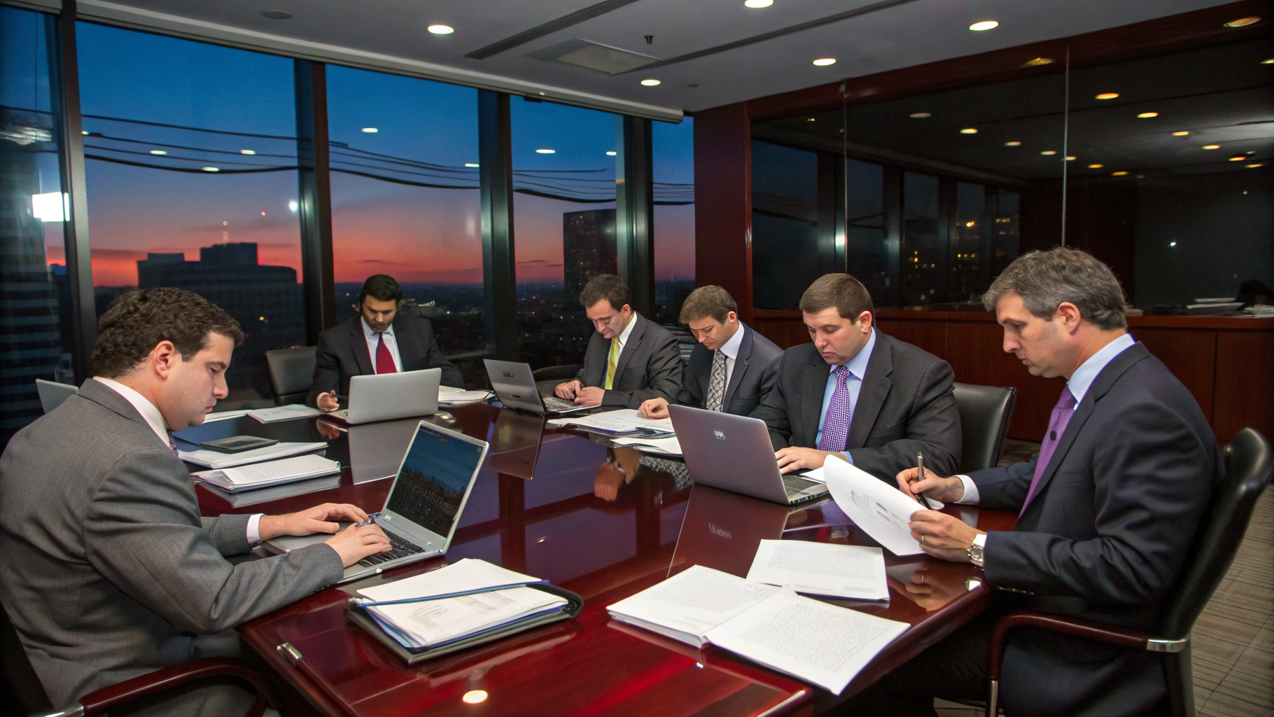 Modern UK corporate boardroom executive training session