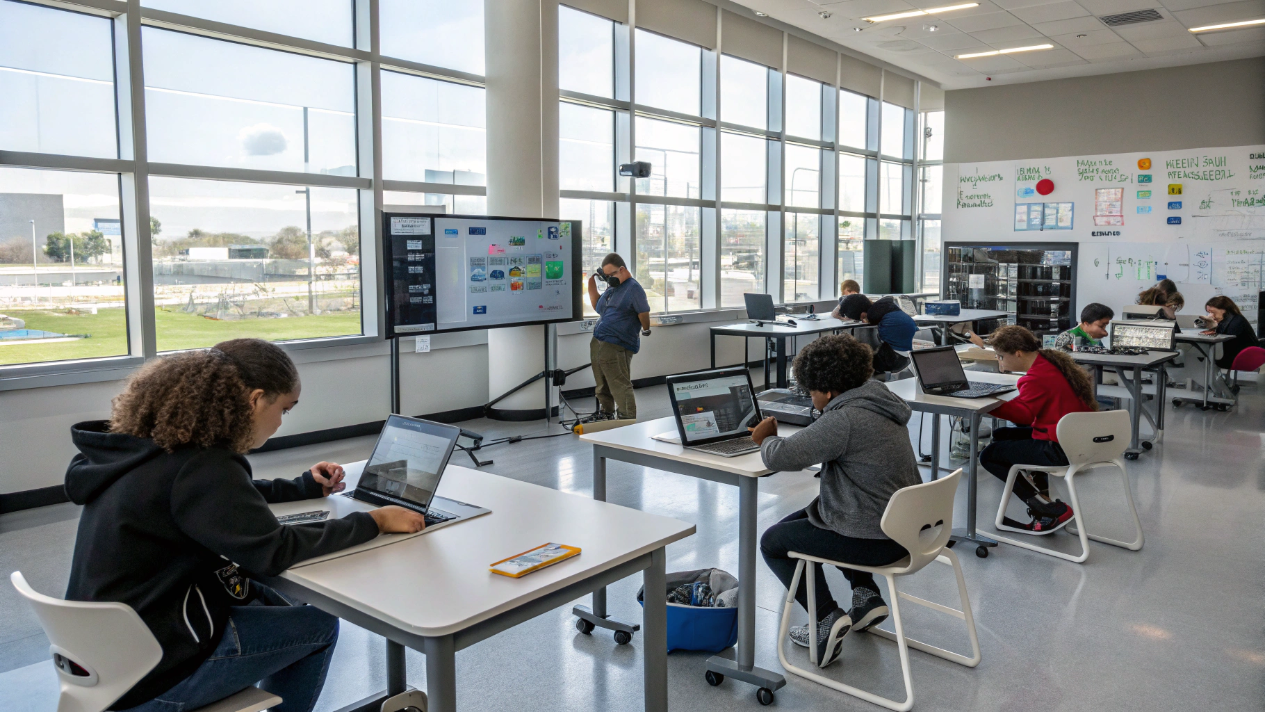 AI training workshop in a modern interactive classroom setting